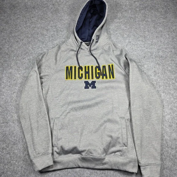 Michigan Hoodie Mens Medium Gray Medium Wash - Picture 1 of 7